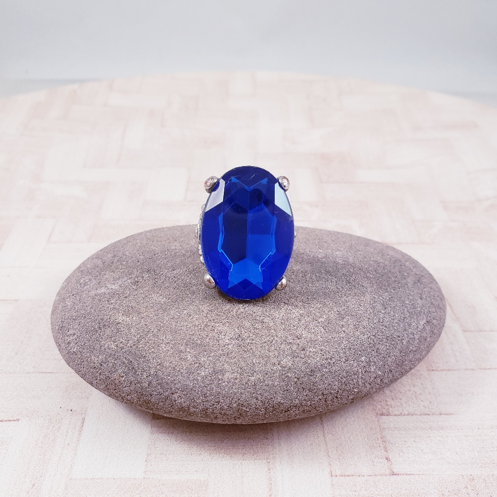 Faceted Blue Stone Statement Ring